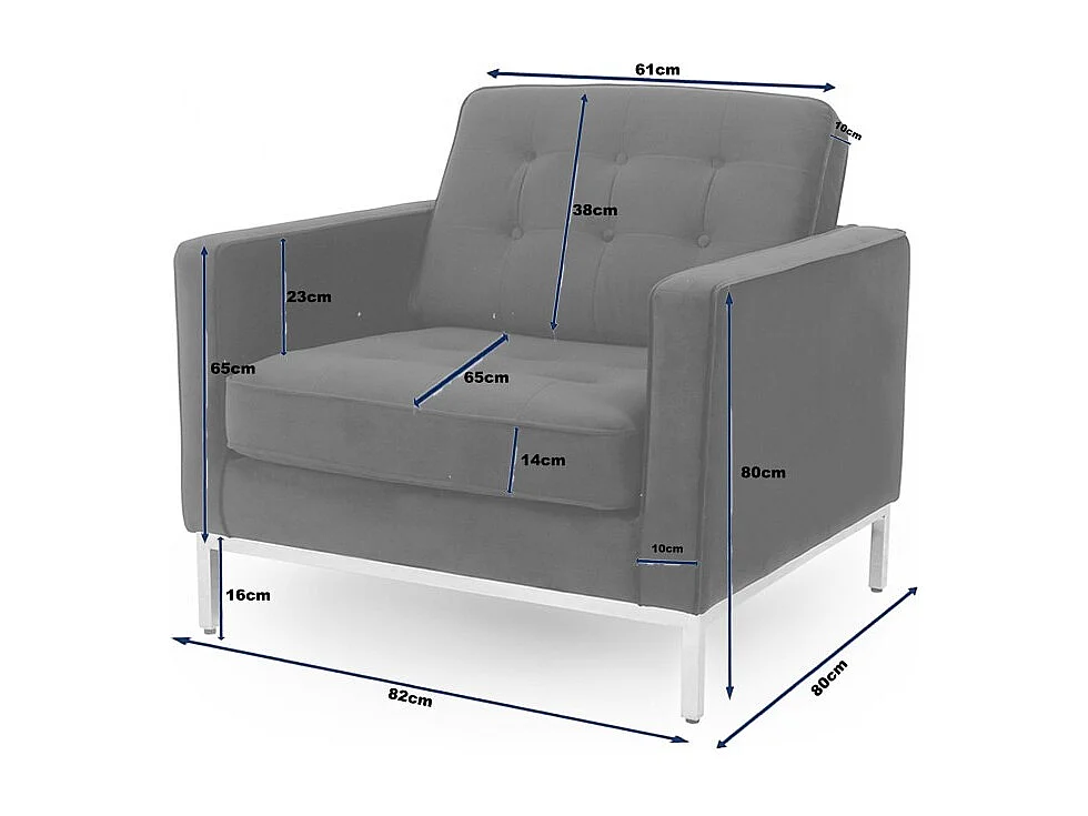 Fauteuil design capitonné cuir noir Flora