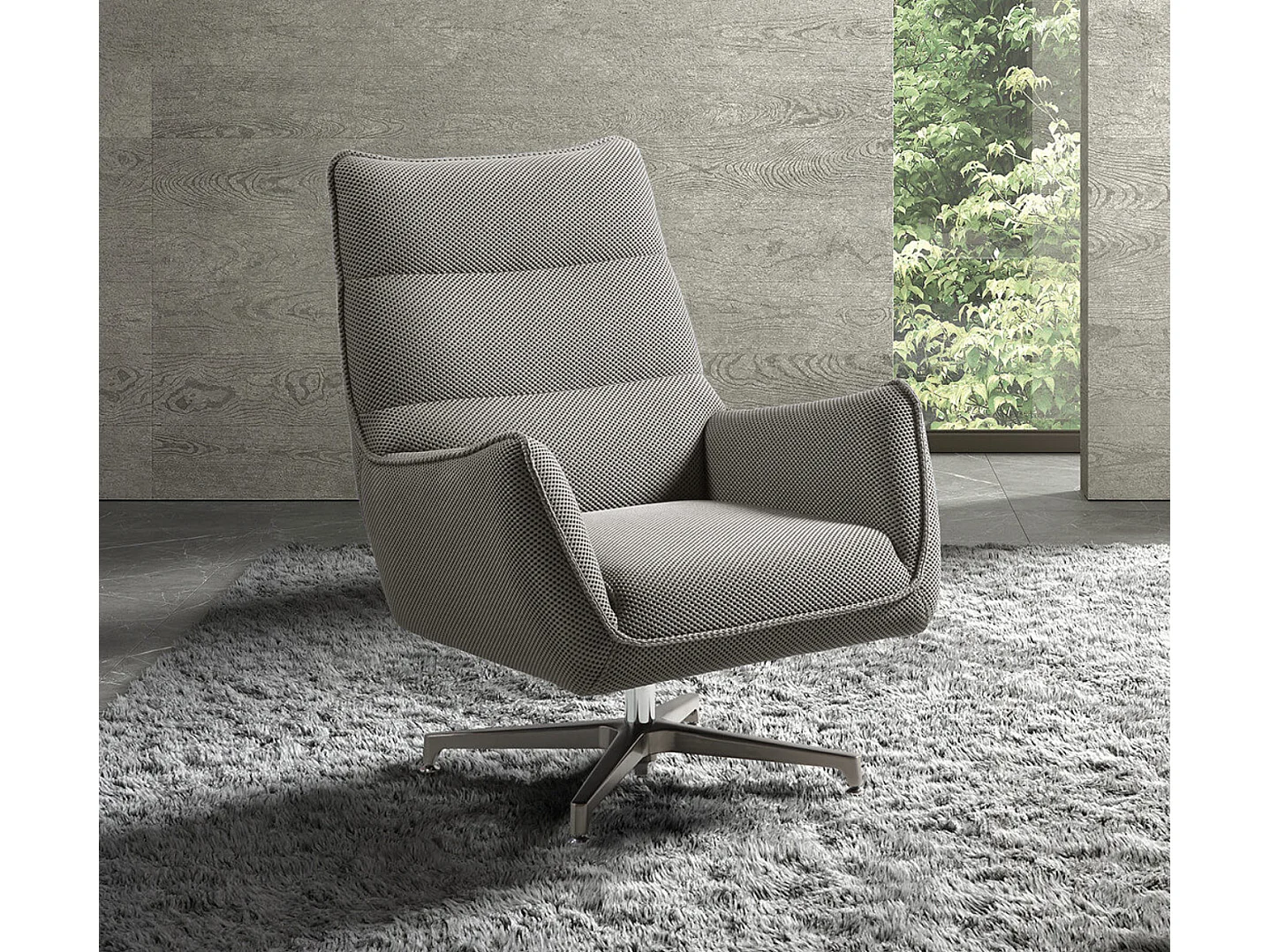 Fauteuil pivotant tissu maille 3D Milan-Gris