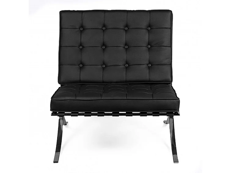Fauteuil capitonné simili cuir noir Barka