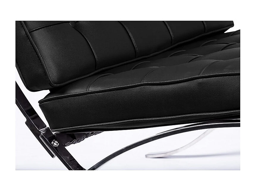 Fauteuil capitonné simili cuir noir Barka