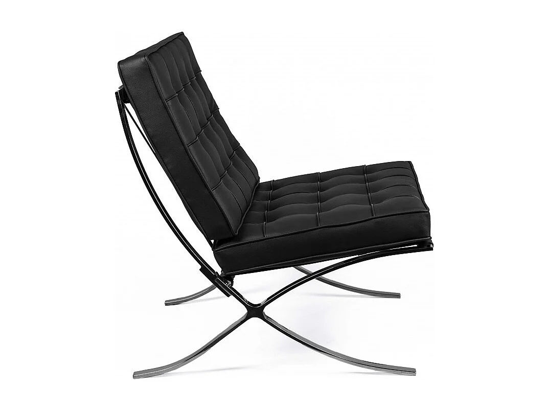 Fauteuil capitonné simili cuir noir Barka