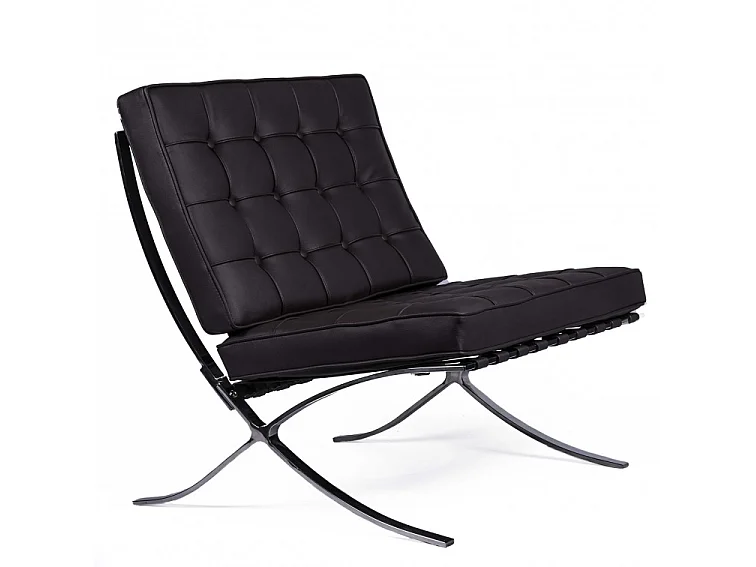 Fauteuil capitonné simili cuir noir Barka