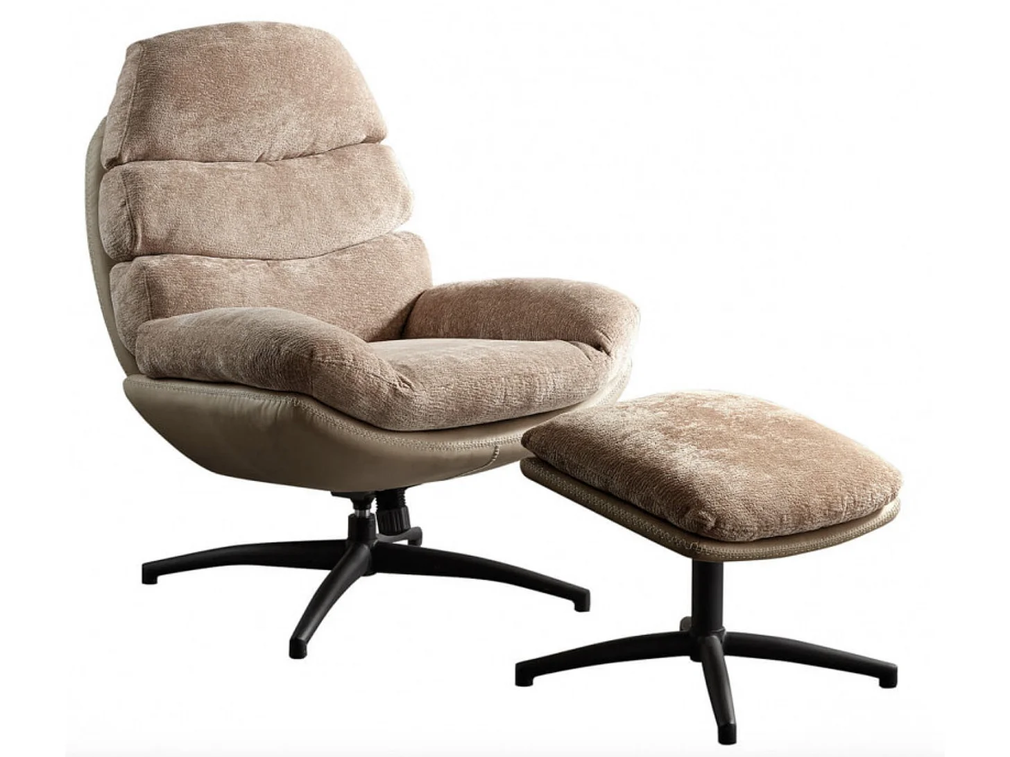 Fauteuil pivotant avec repose pieds bi matière Kidoza-Marron clair