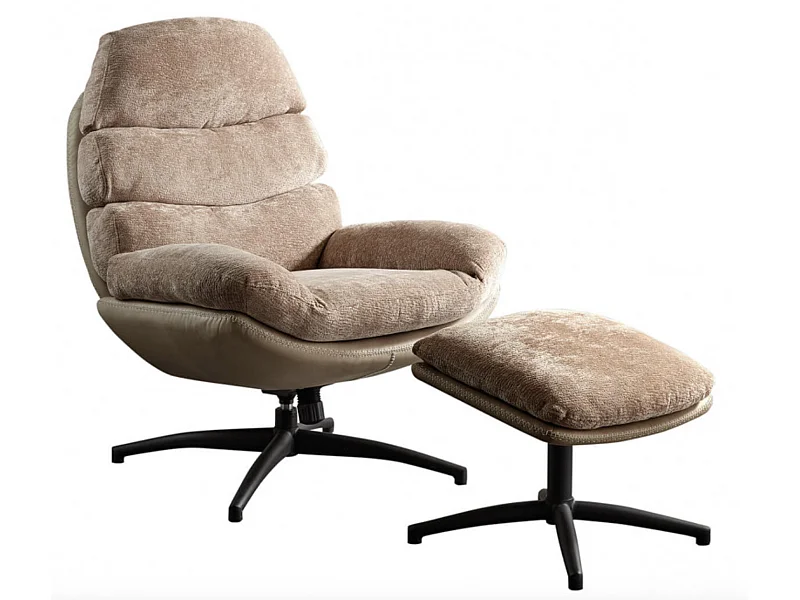 Fauteuil pivotant avec repose pieds bi matière Kidoza-Marron clair