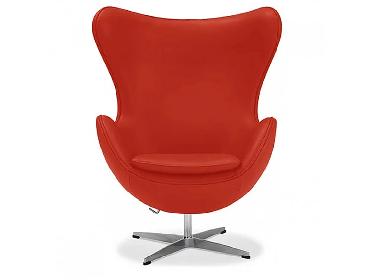 Fauteuil EGGO – Cuir fleur italien, icône design & pivotant-Rouge