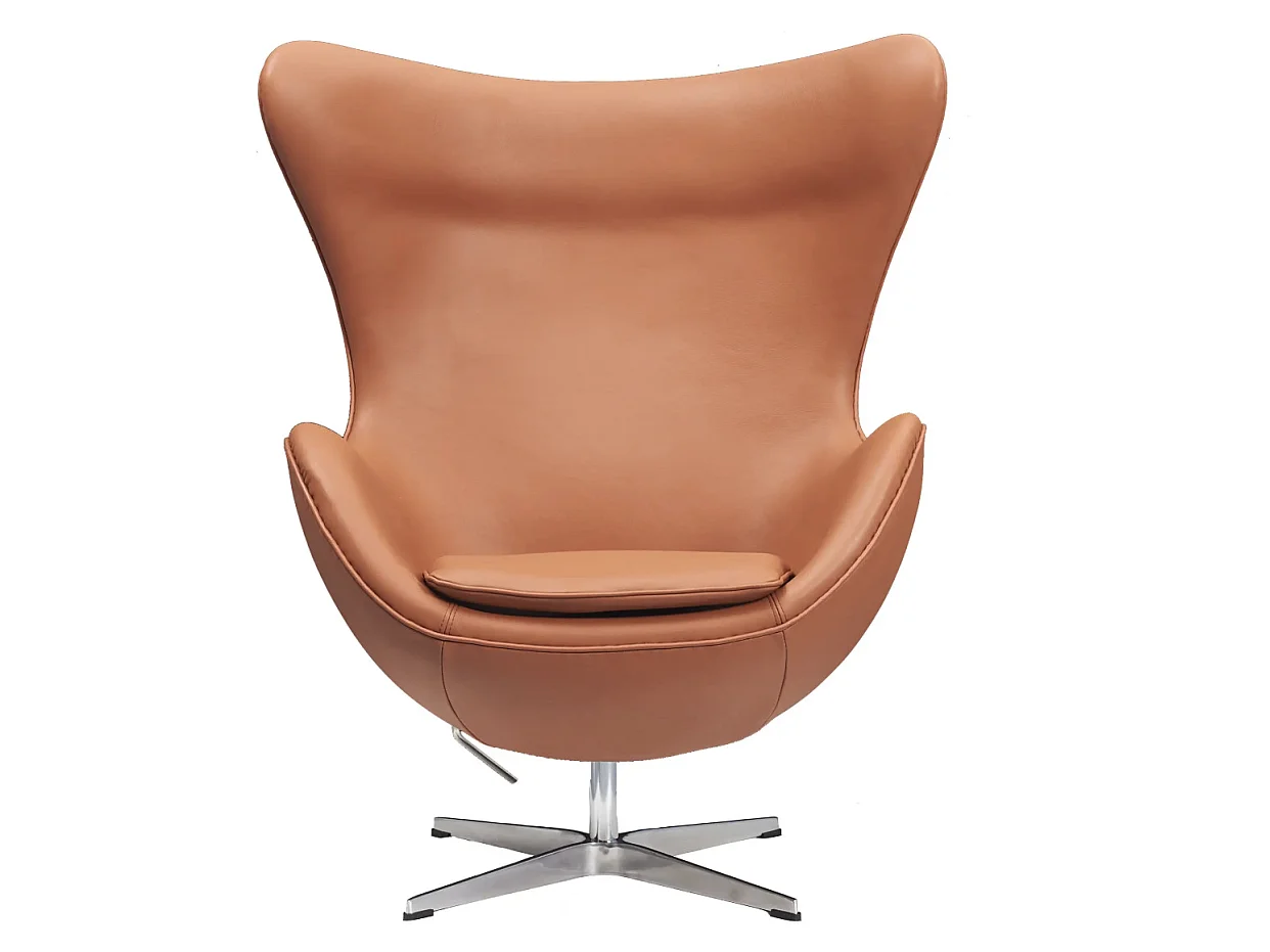 Fauteuil EGGO – Cuir fleur italien, icône design & pivotant-Rouge