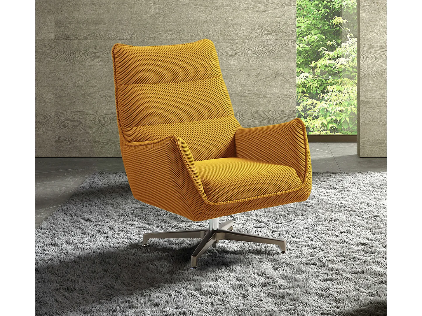 Fauteuil pivotant tissu maille 3D Milan-Jaune