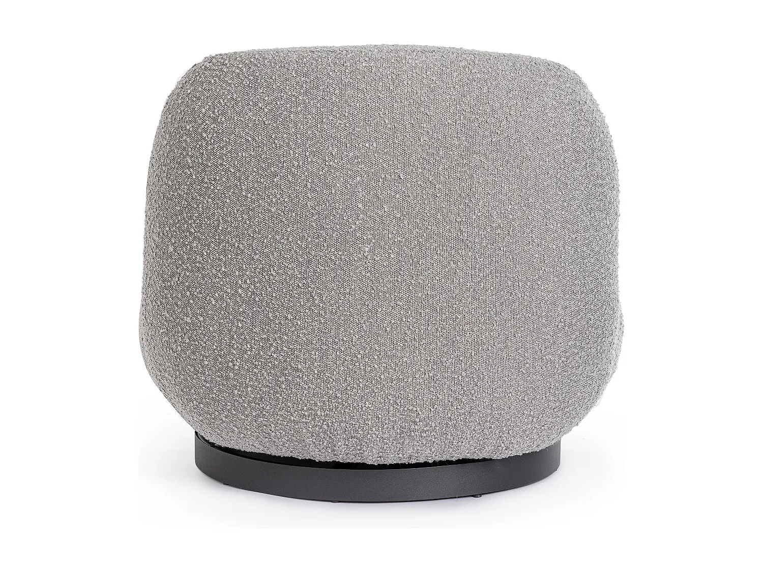 Fauteuil design pivotant tissu doux bouclé gris et pieds acier noir MAGGY