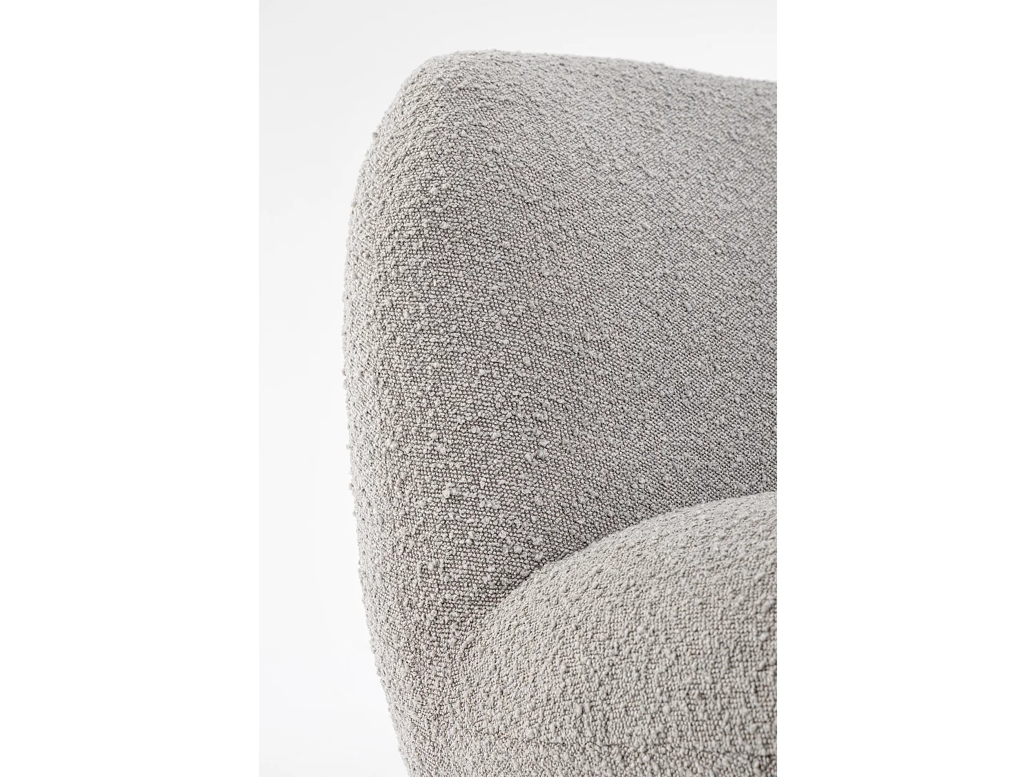 Fauteuil design pivotant tissu doux bouclé gris et pieds acier noir MAGGY