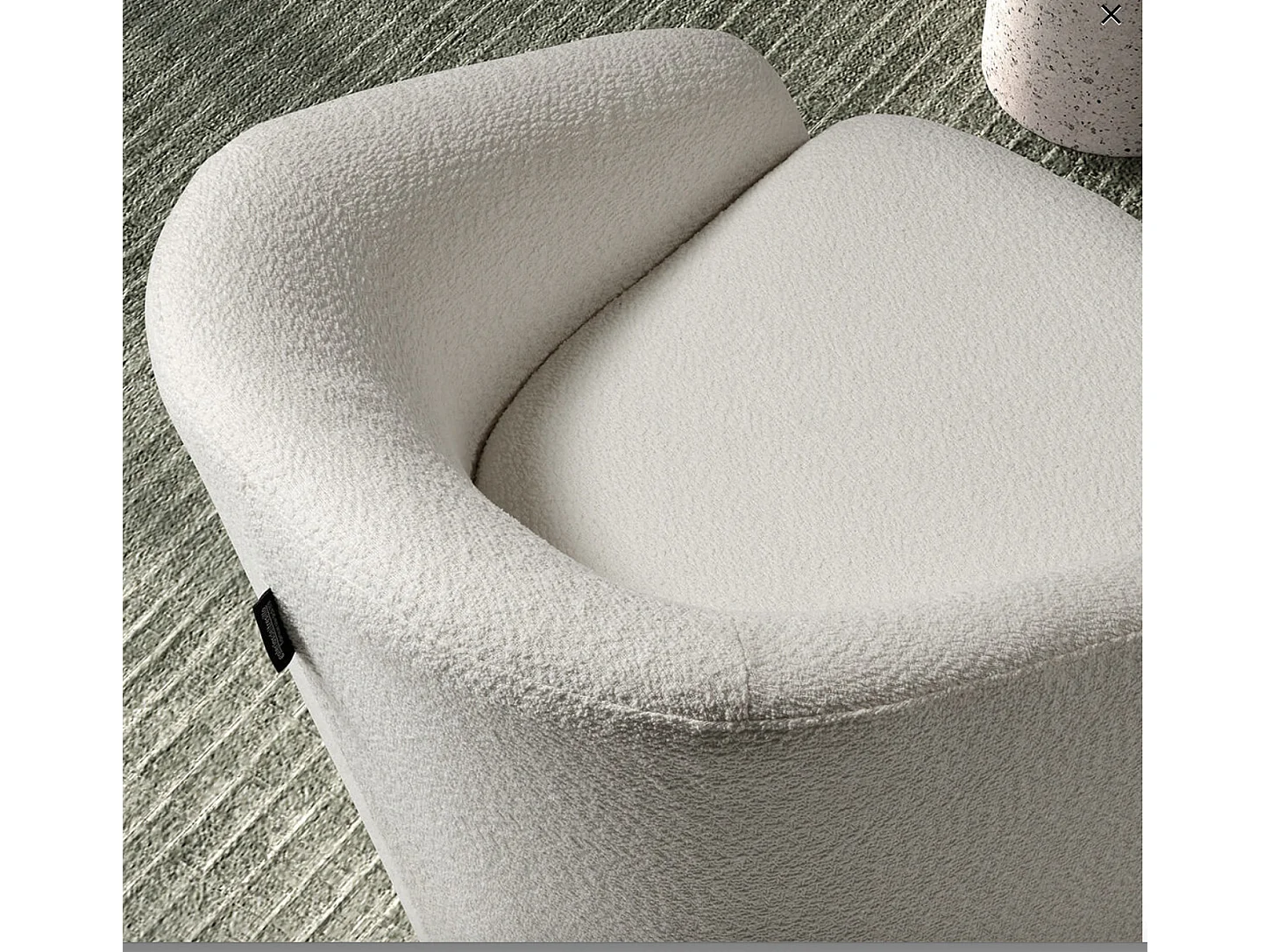 Fauteuil pivotant tissu à bouclettes-Blanc