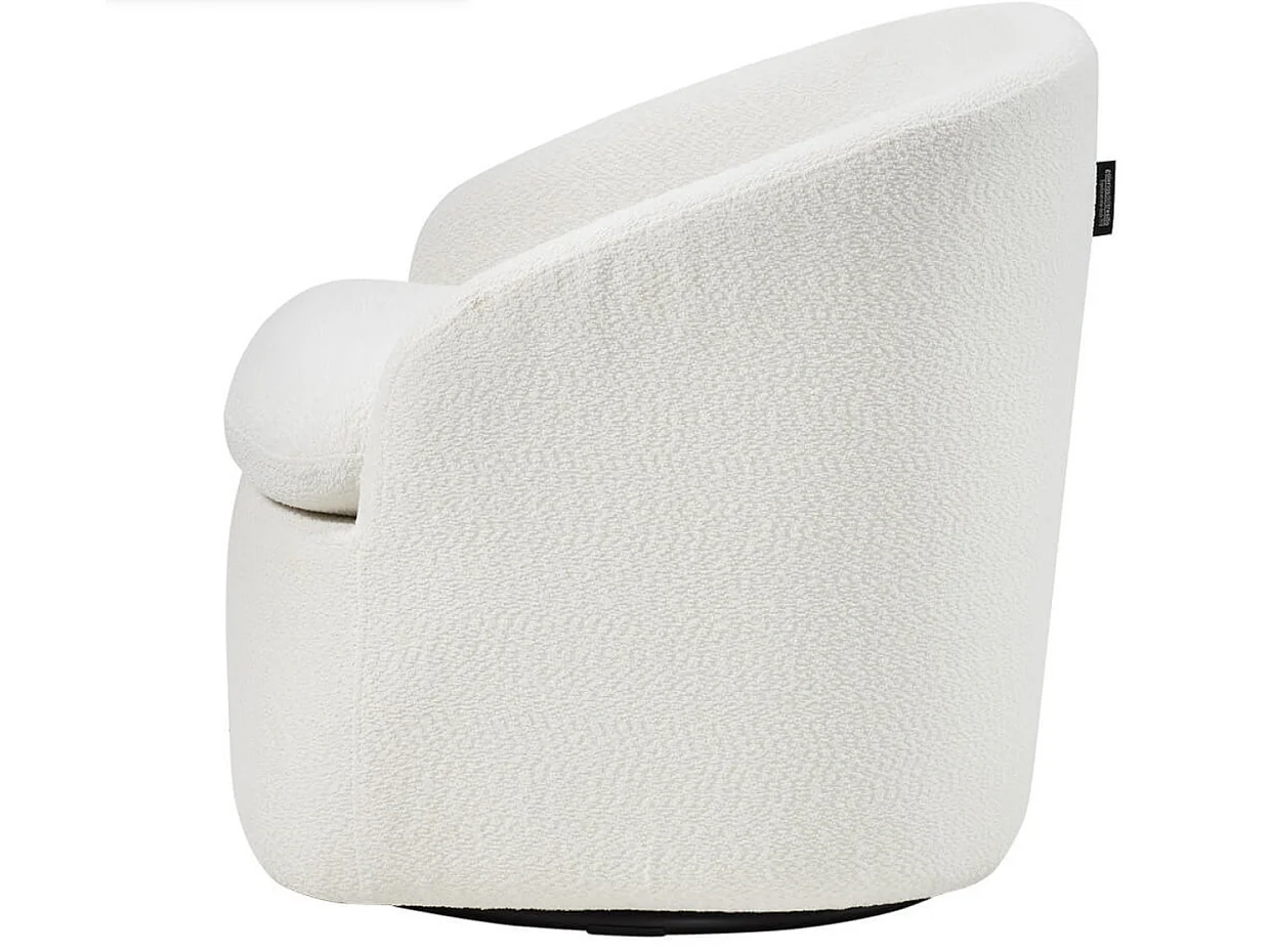 Fauteuil pivotant tissu à bouclettes-Blanc