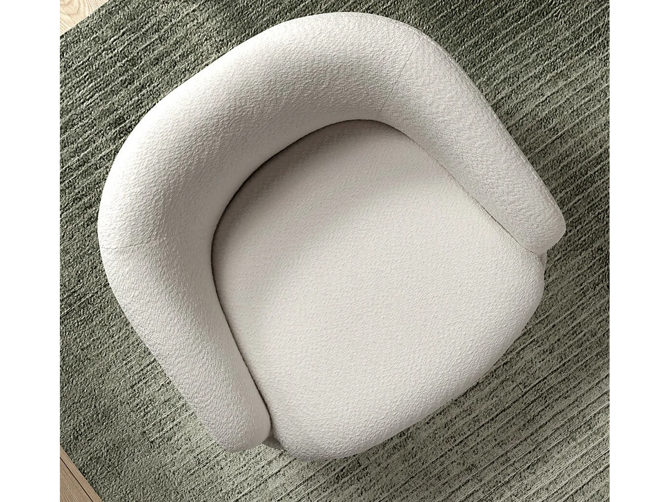 Fauteuil pivotant tissu à bouclettes-Blanc