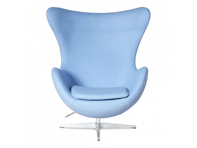 Fauteuil EGGO – Cachemire, design iconique & pivotant-Bleu ciel