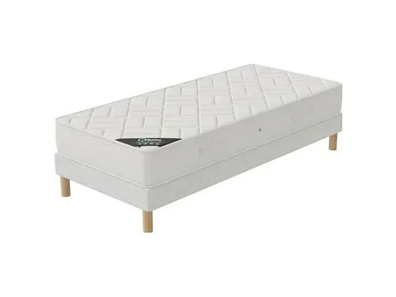 Ensemble matelas ferme mousse 20cm et sommier tapissier 27cm Atilas - Soutien et durabilité-90x190