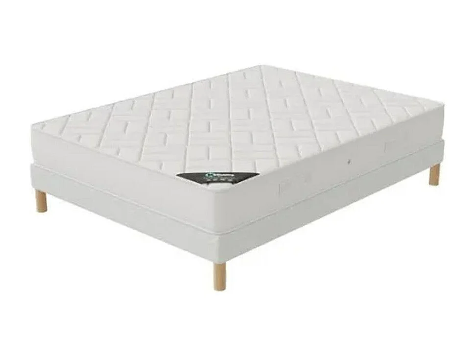 Ensemble matelas ferme mousse 20cm et sommier tapissier 27cm Atilas - Soutien et durabilité-90x190