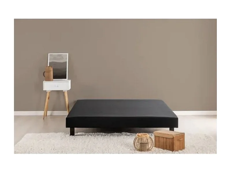 Sommier tapissier noir à 12 lattes avec pieds Kinzo - Sobriété et modernité-140x200