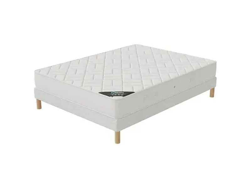 Ensemble matelas ferme mousse 20cm et sommier tapissier 27cm Atilas - Soutien et durabilité-140x200