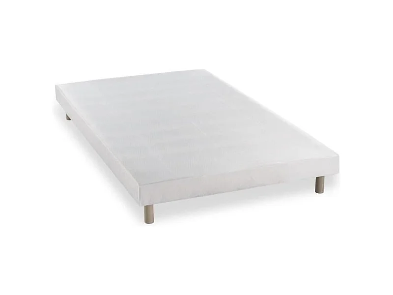 Sommier tapissier blanc à 12 lattes avec pieds Verbaud - Durabilité et élégance-90x200