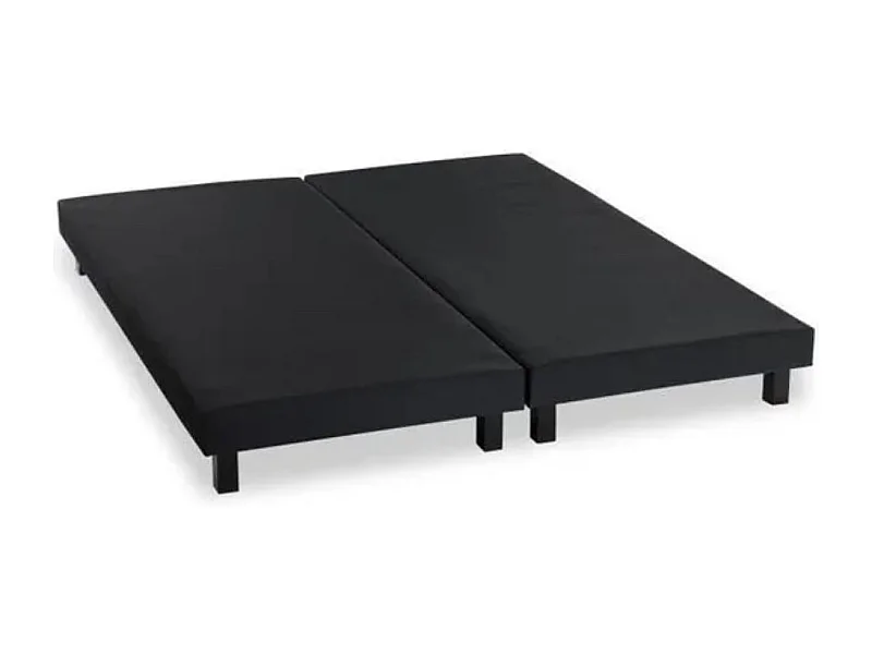 Sommier tapissier noir à 12 lattes avec pieds Kinzo - Sobriété et modernité-160x200 (2x80x200 )