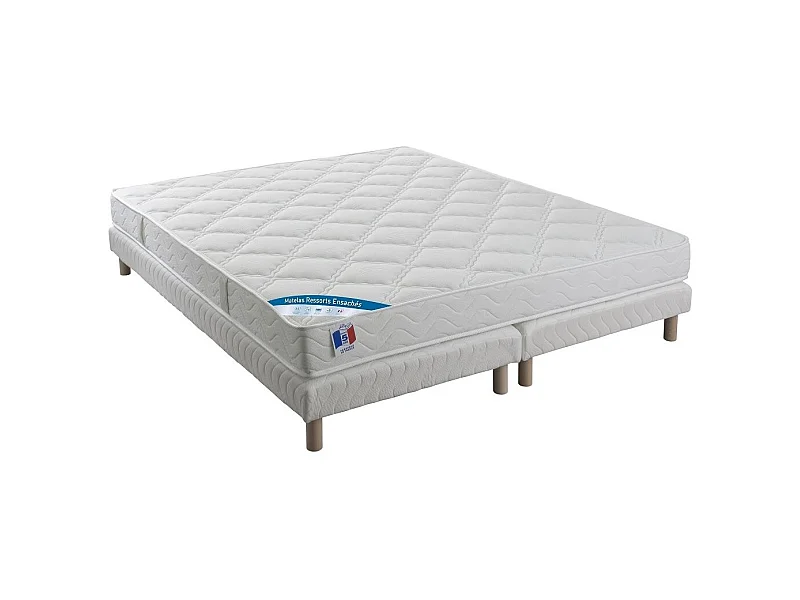 Ensemble matelas équilibré 24cm ressorts ensachés sommier tapissier 27cm Bazika – Sommeil apaisant-180x200 (2x90x200 )
