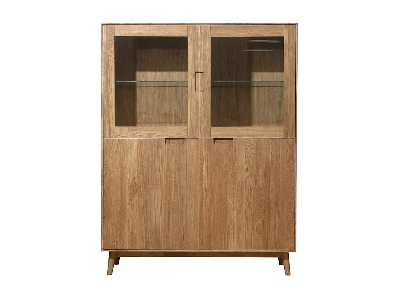 Aparador con vitrina en madera maciza de roble Kundy