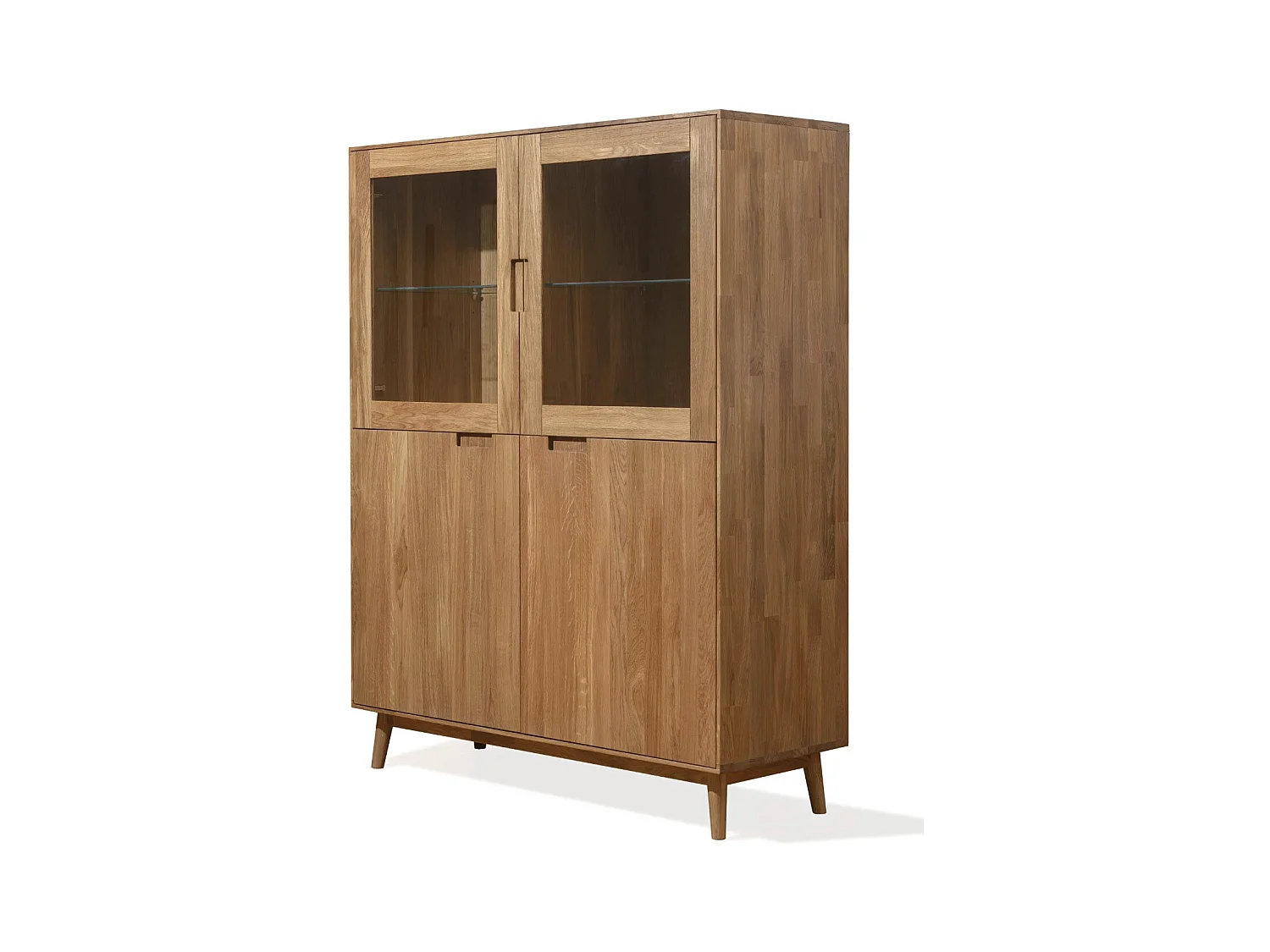 Aparador con vitrina en madera maciza de roble Kundy