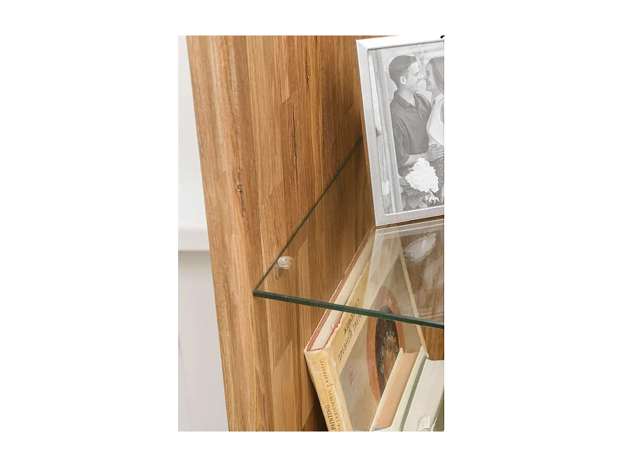 Aparador con vitrina en madera maciza de roble Kundy