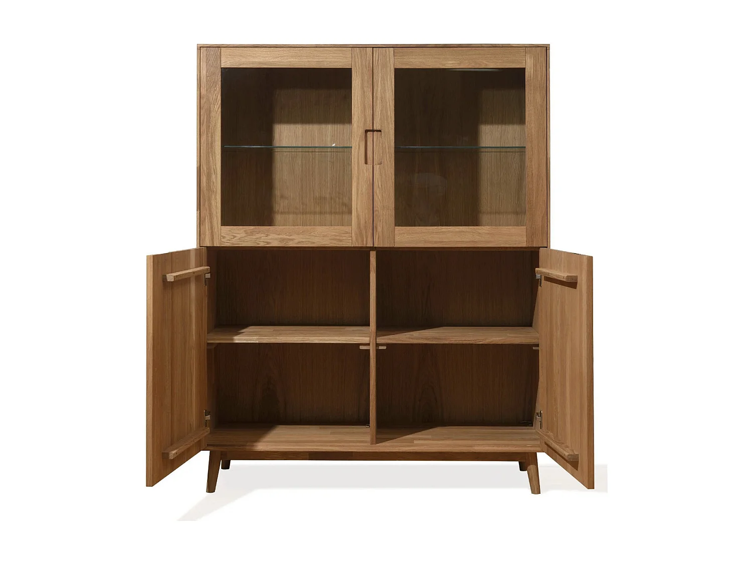 Aparador con vitrina en madera maciza de roble Kundy