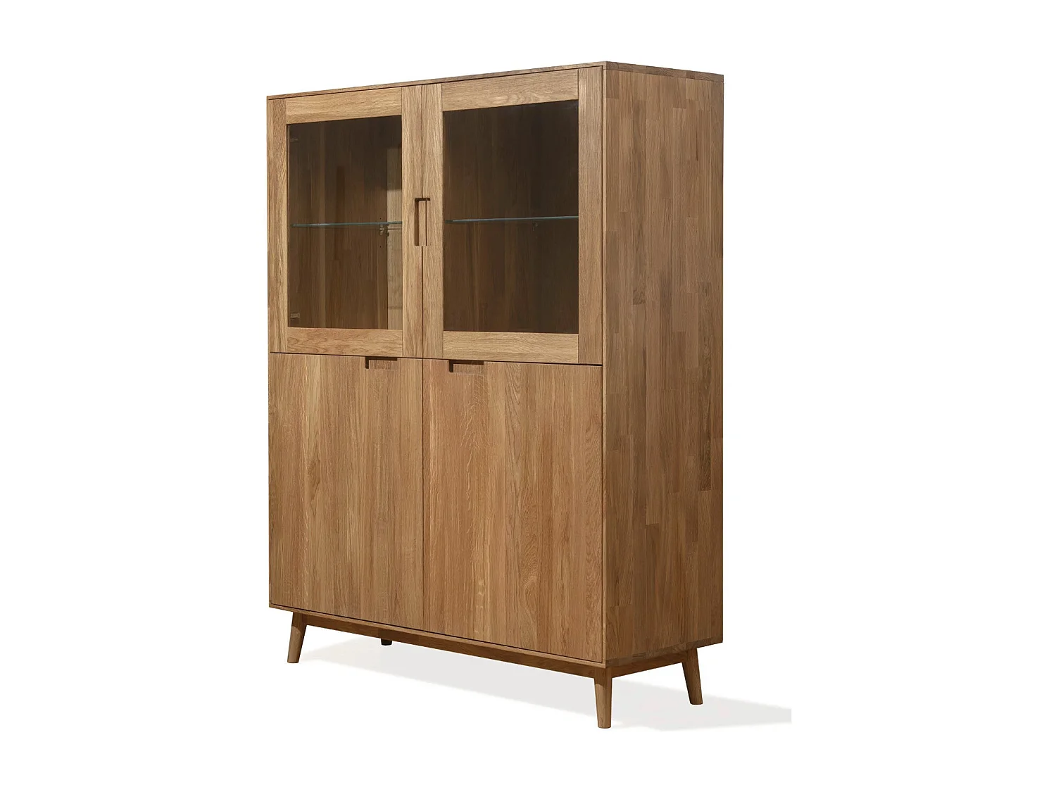 Aparador con vitrina en madera maciza de roble Kundy