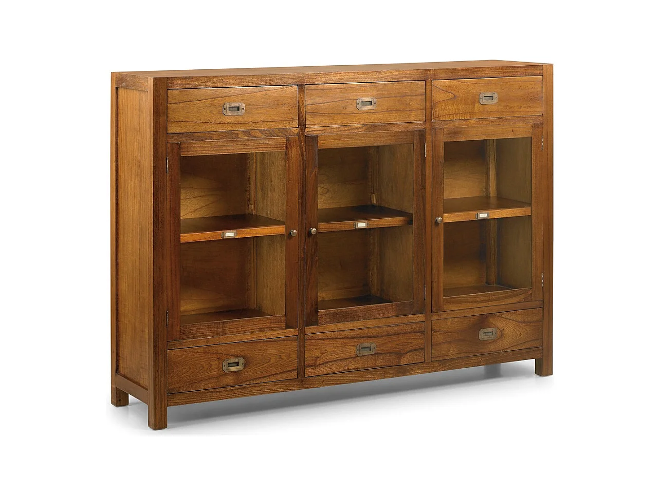 Aparador Mindy madera maciza 3 puertas 6 cajones Orka 160 cm