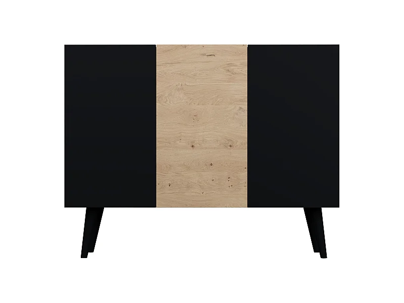 Cómoda Rolia 3 puertas 120 cm-Color Natural y negro