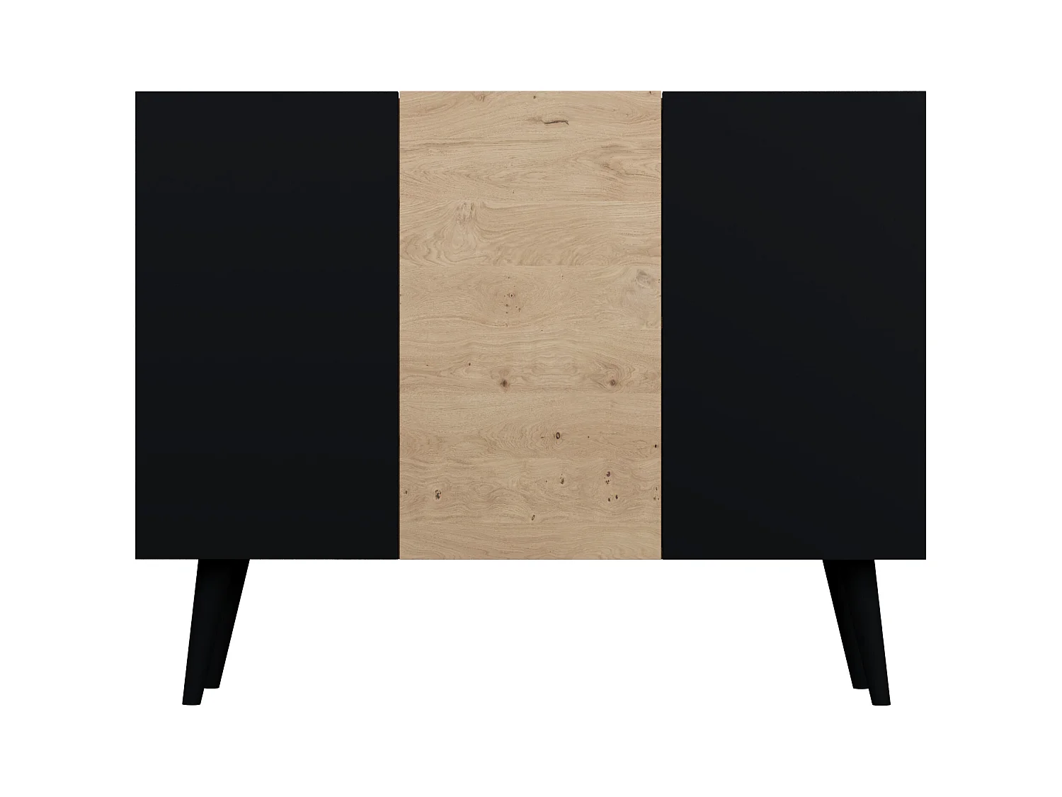 Cómoda Rolia 3 puertas 120 cm-Color Natural y negro