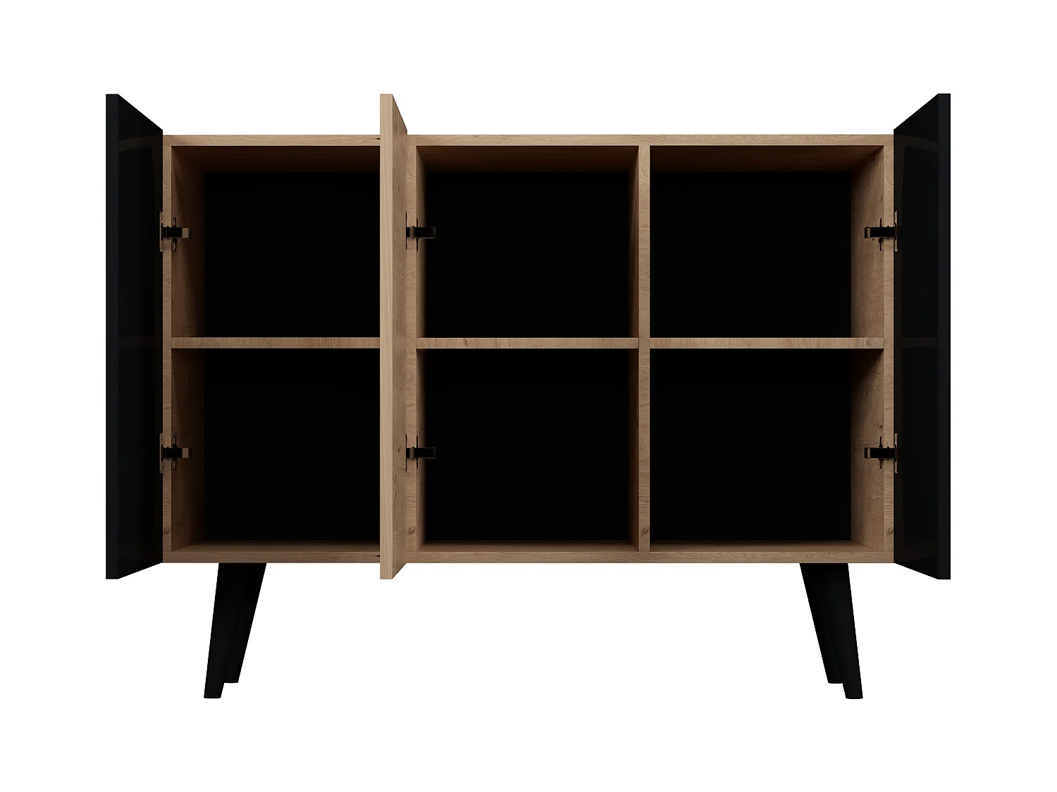 Cómoda Rolia 3 puertas 120 cm-Color Natural y negro