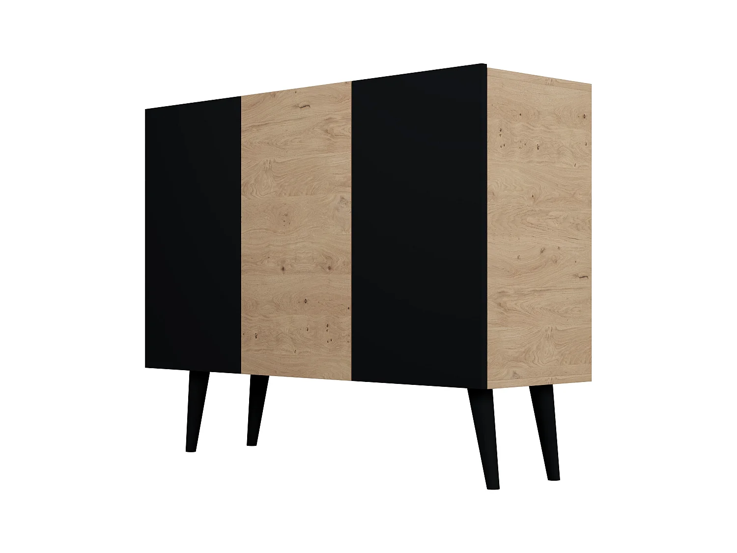 Cómoda Rolia 3 puertas 120 cm-Color Natural y negro