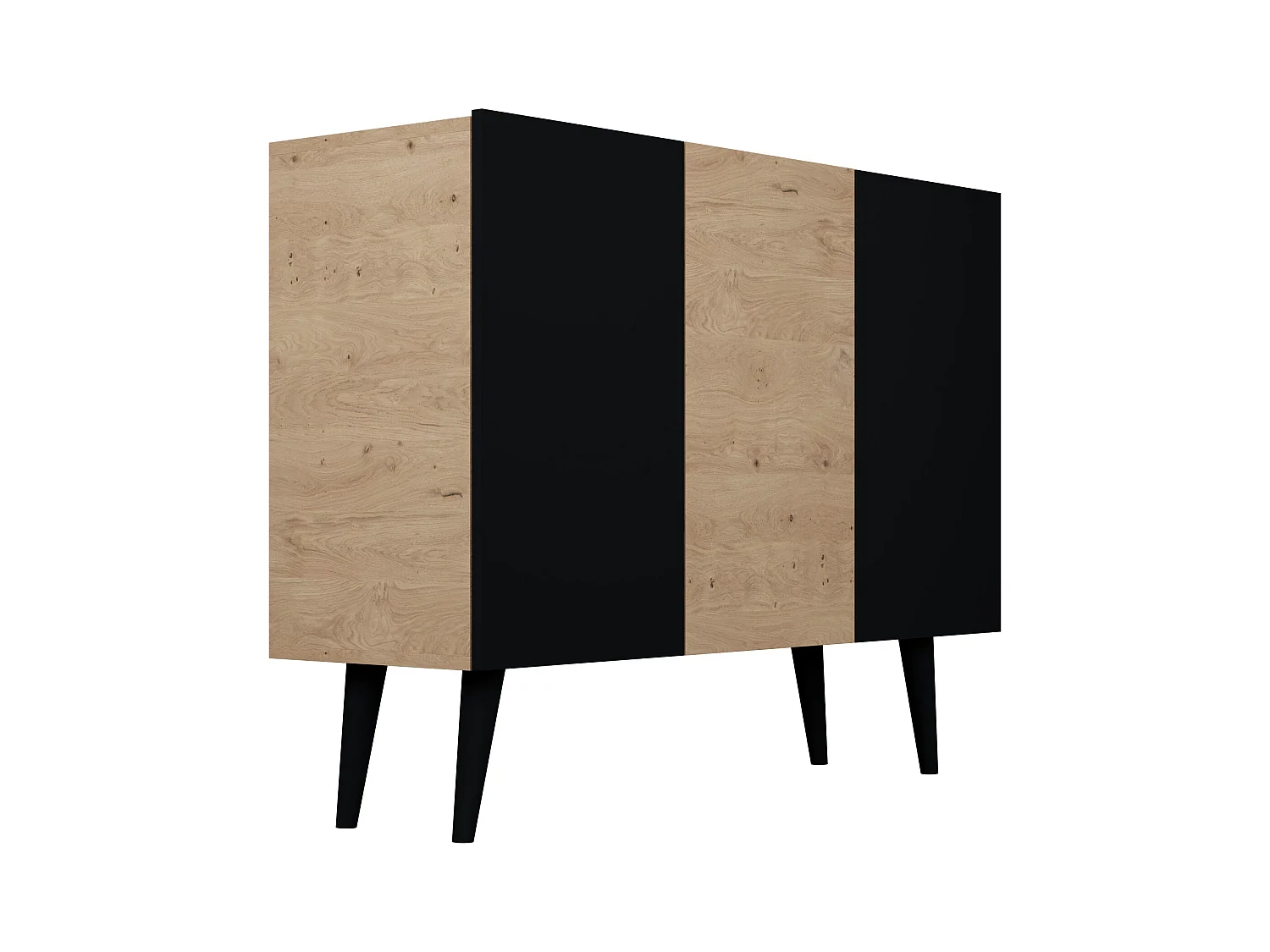 Cómoda Rolia 3 puertas 120 cm-Color Natural y negro