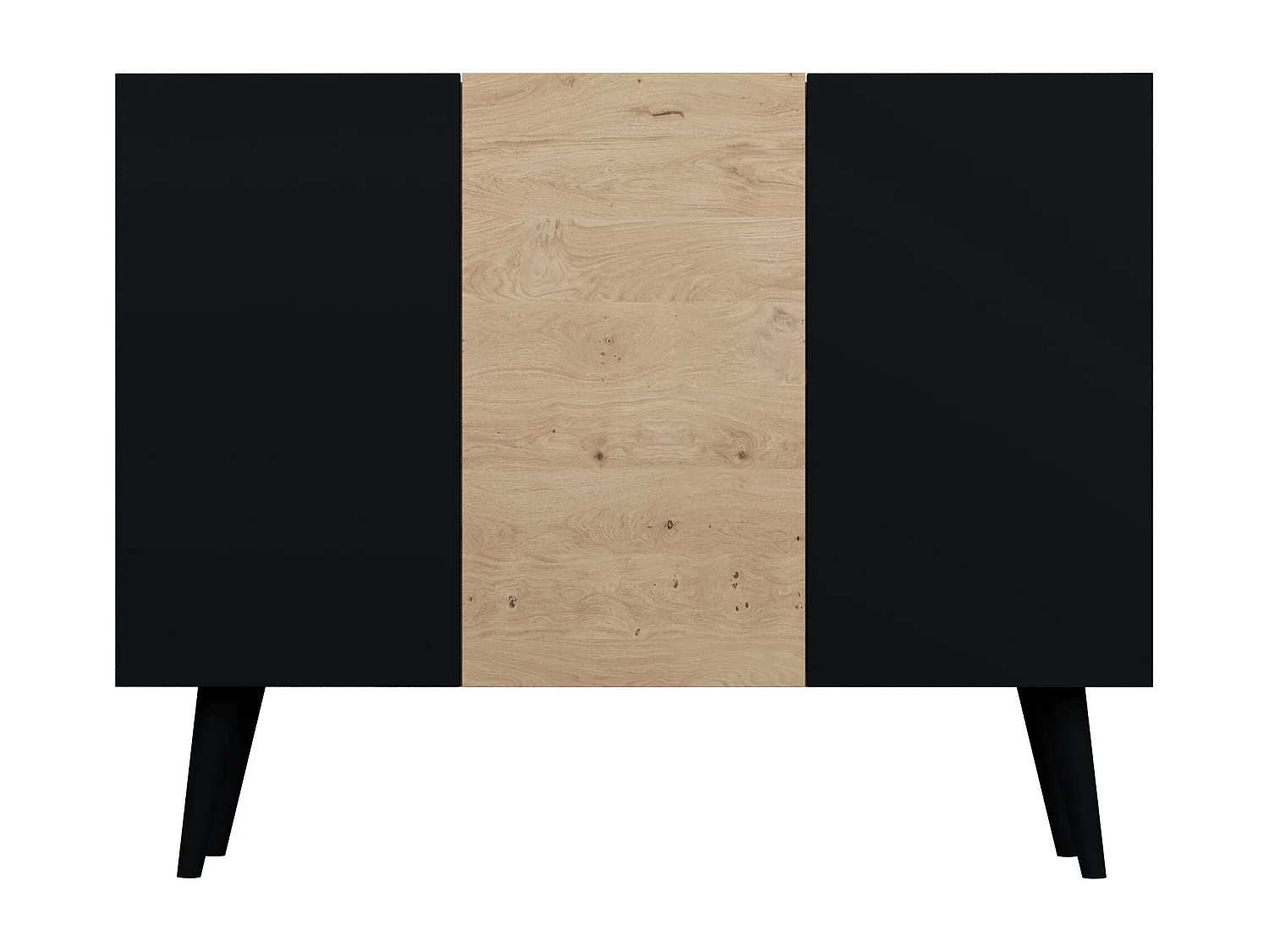 Cómoda Rolia 3 puertas 120 cm-Color Natural y negro