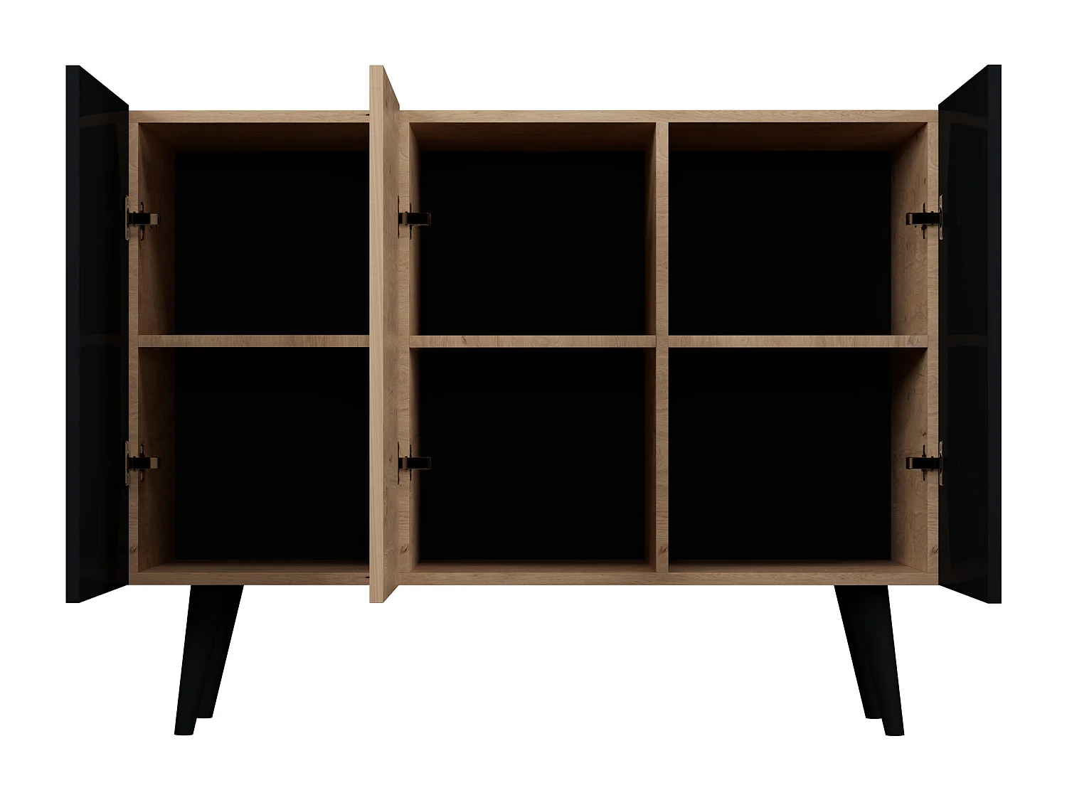 Cómoda Rolia 3 puertas 120 cm-Color Natural y negro