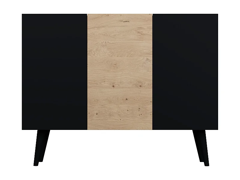 Cómoda Rolia 3 puertas 120 cm-Color Natural y negro