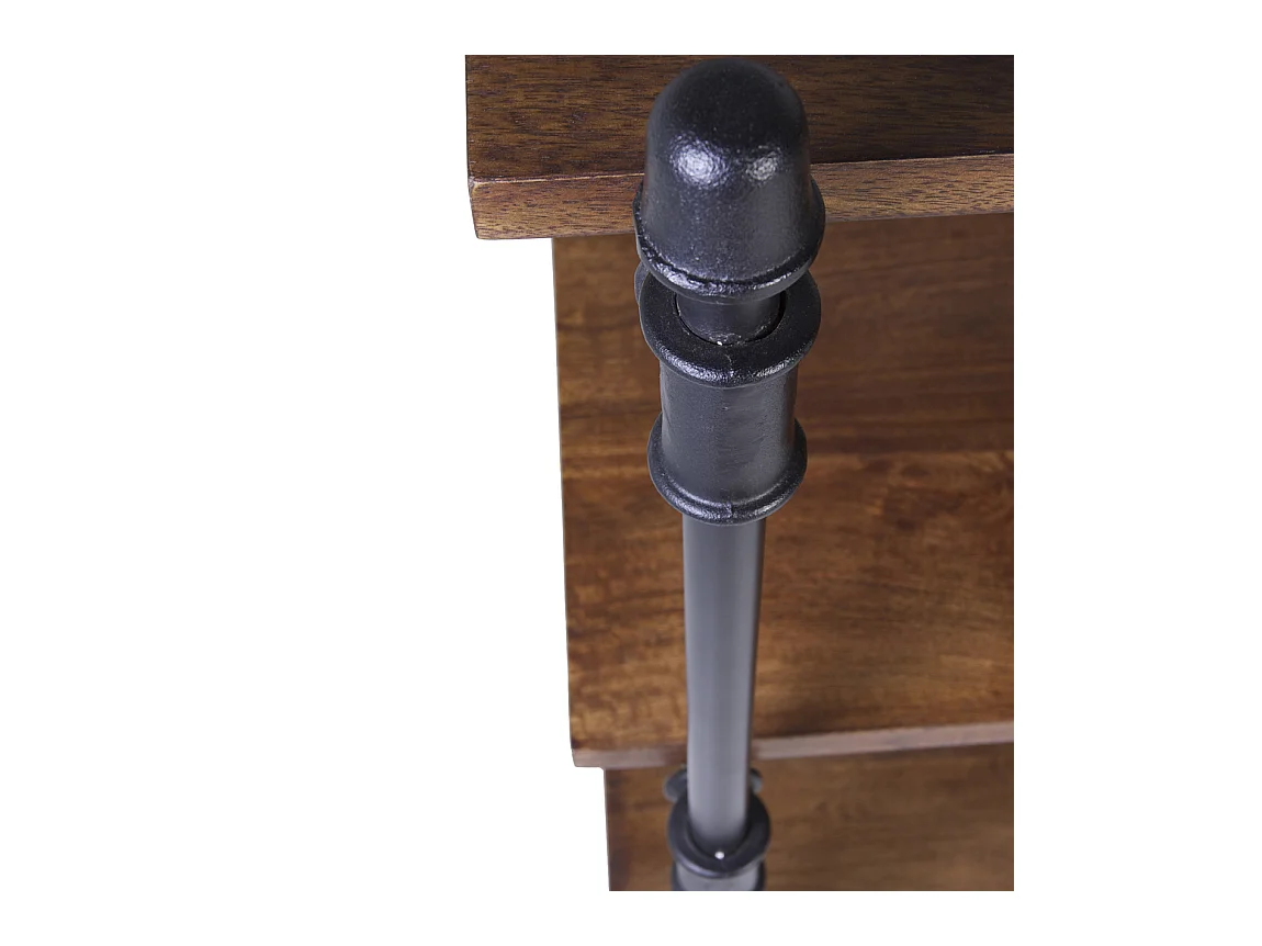 Aparador industrial 1 cajón 2 puertas hierro negro y mango marrón Kouba 160 cm