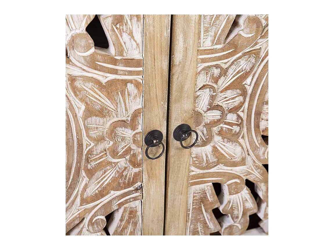 Aparador Lookia madera de teca blanqueada 4 puertas 180 cm