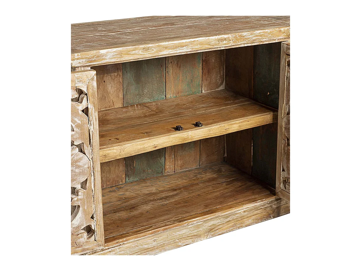 Aparador Lookia madera de teca blanqueada 4 puertas 180 cm