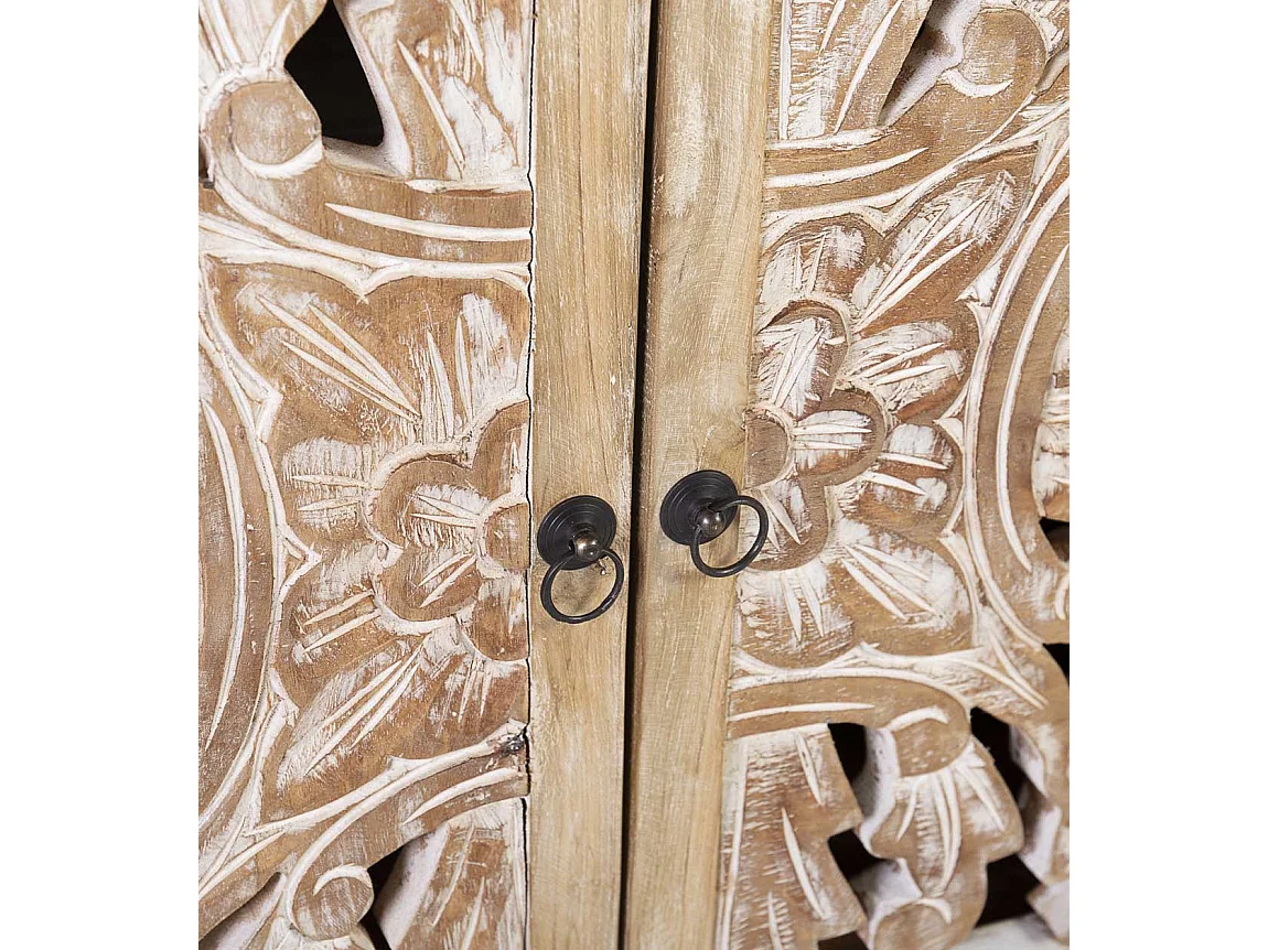 Aparador Lookia madera de teca blanqueada 4 puertas 180 cm