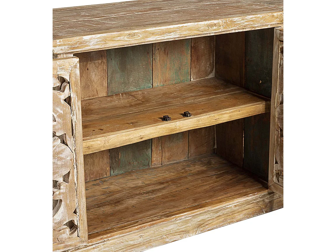 Aparador Lookia madera de teca blanqueada 4 puertas 180 cm