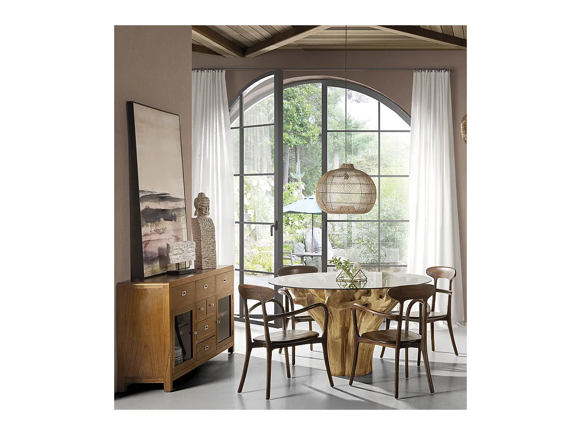 Aparador Mindy madera maciza 2 puertas 7 cajones Sotchy 160 cm