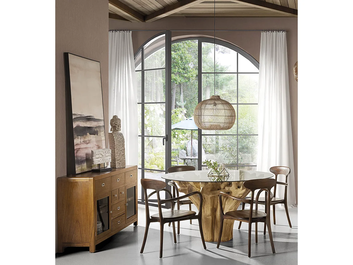 Aparador Mindy madera maciza 2 puertas 7 cajones Sotchy 160 cm