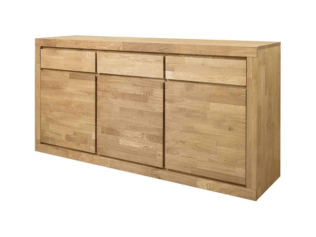 Aparador roble macizo 3 puertas 3 cajones Mulane 175 cm