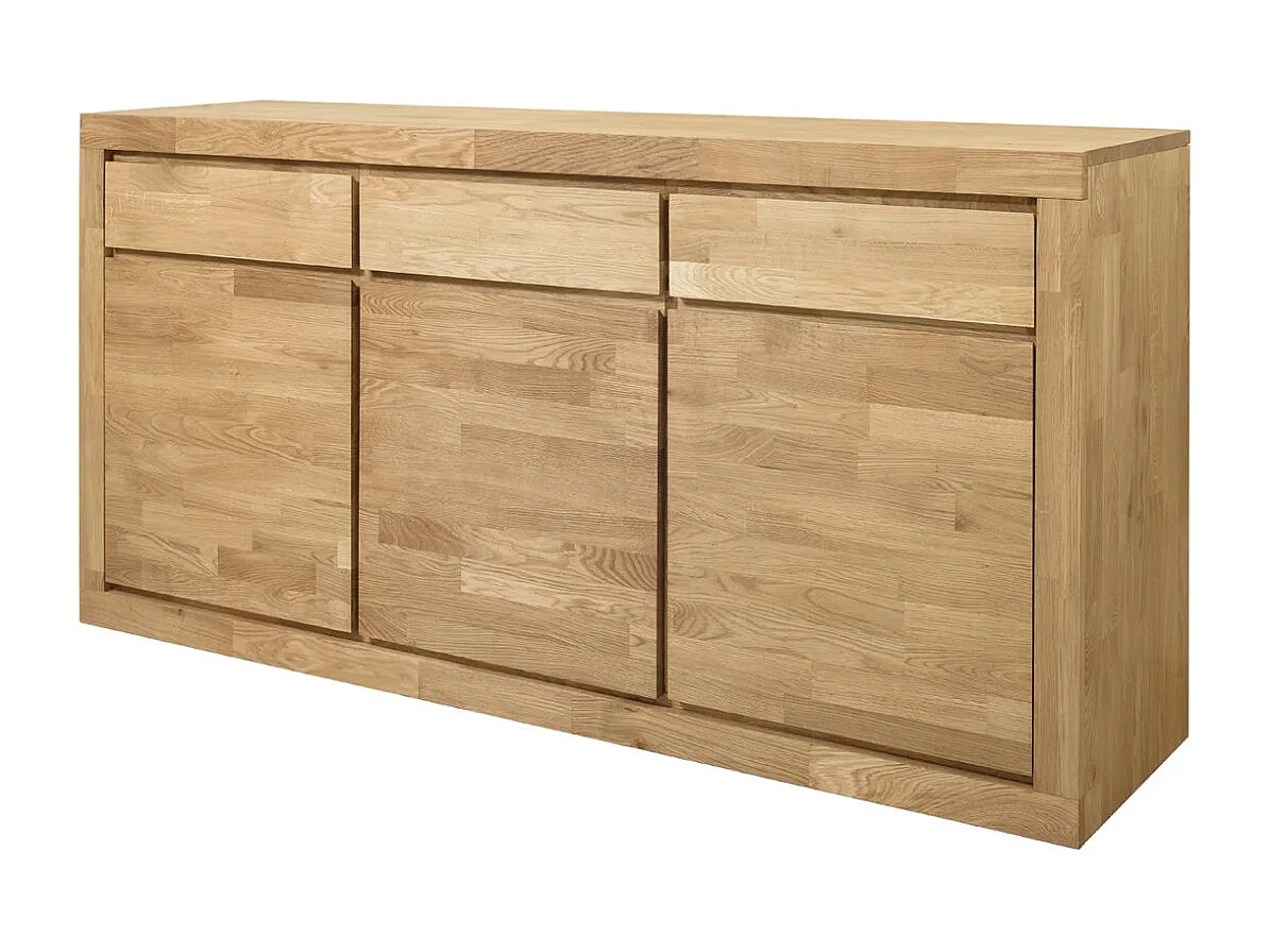 Aparador roble macizo 3 puertas 3 cajones Mulane 175 cm