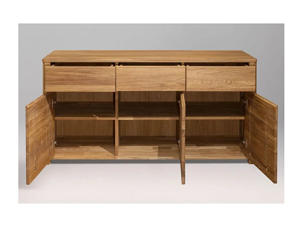 Aparador roble macizo 3 puertas 3 cajones Eliza 146 cm