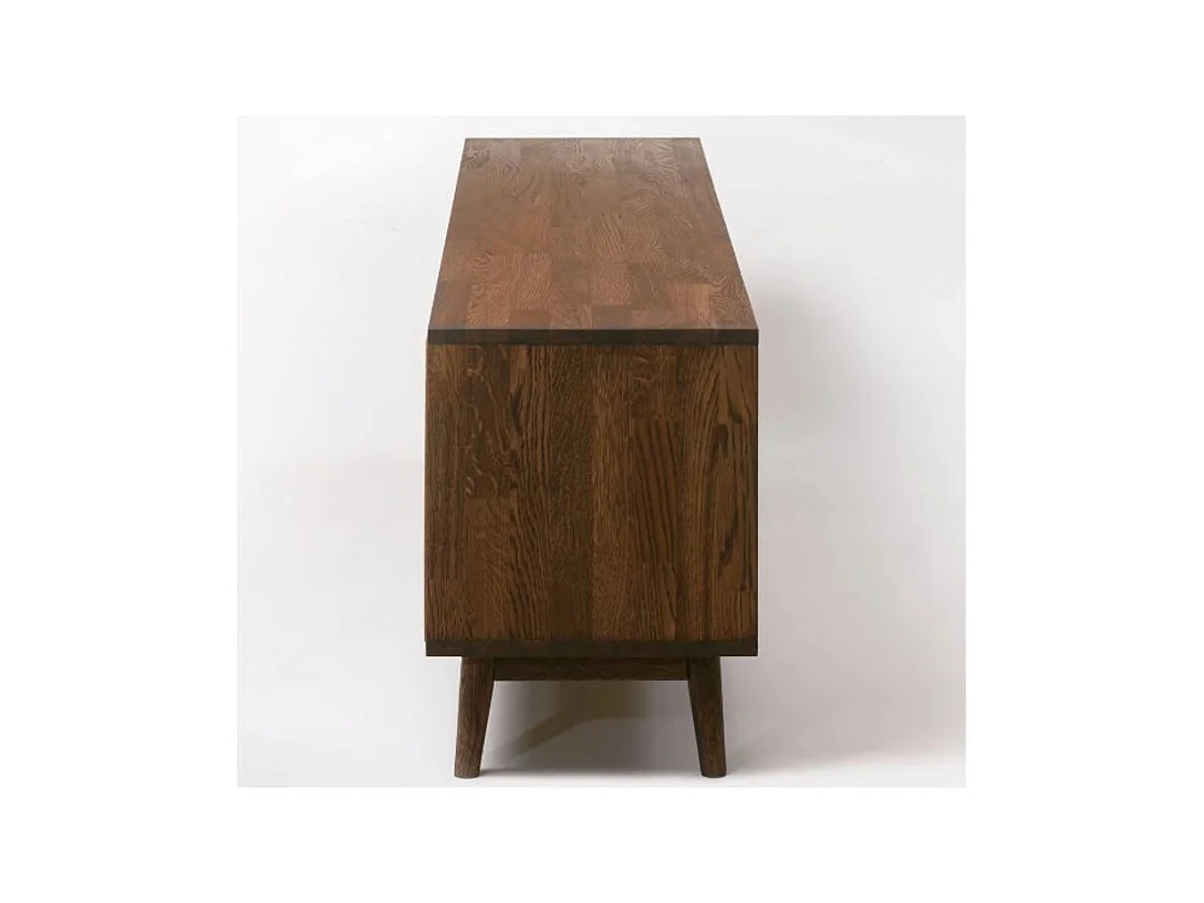 Aparador roble macizo natural y marrón 2 puertas 4 cajones Thayla 160 cm