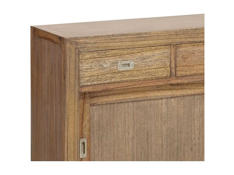 Aparador Mindy madera maciza natural 2 puertas correderas 4 cajones Mazari 200 cm